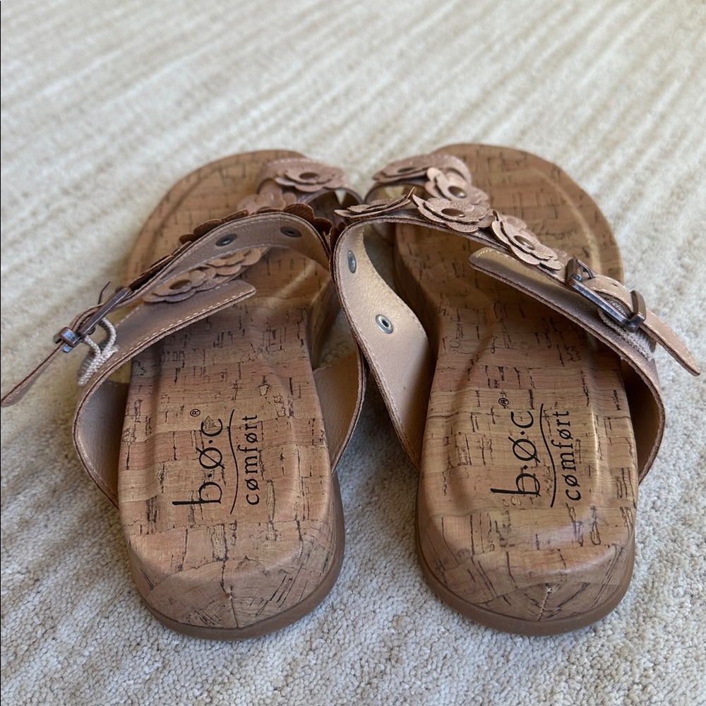 Like New B.O.C. Lyra Slide Sandals Rose Gold Metallic Cork Wedge Heel Size 7 - Picture 7 of 17